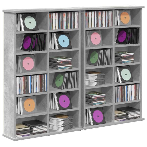 CD Regal 2 Stk. Betongrau 60 x 17 x 92 cm Holzwerkstoff