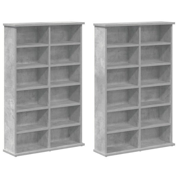 CD Regal 2 Stk. Betongrau 60 x 17 x 92 cm Holzwerkstoff