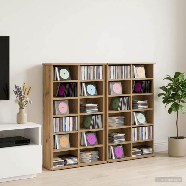 ARDEBO.de - CD Regal 2 Stk. Artisan-Eiche 60 x 17 x 92 cm Holzwerkstoff