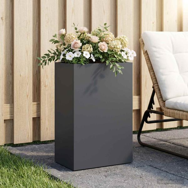ARDEBO.de - Garten-Pflanzgefäß Anthrazit 40 x 30 x 75 cm