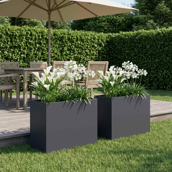 ARDEBO.de - Garten-Pflanzgefäß 2 stk. Anthrazit 60 x 30 x 50 cm