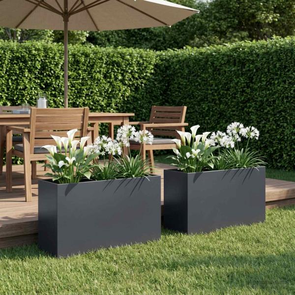 ARDEBO.de - Garten-Pflanzgef?? 2 stk. Anthrazit 80 x 30 x 40 cm
