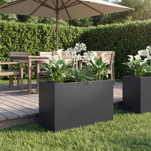 ARDEBO.de - Garten-Pflanzgefäß Schwarz 80 x 40 x 50 cm Kaltgewalzter Stahl