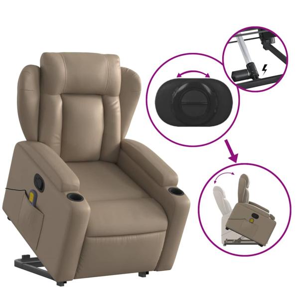 Massagesessel mit Aufstehhilfe Cappuccino Kunstleder