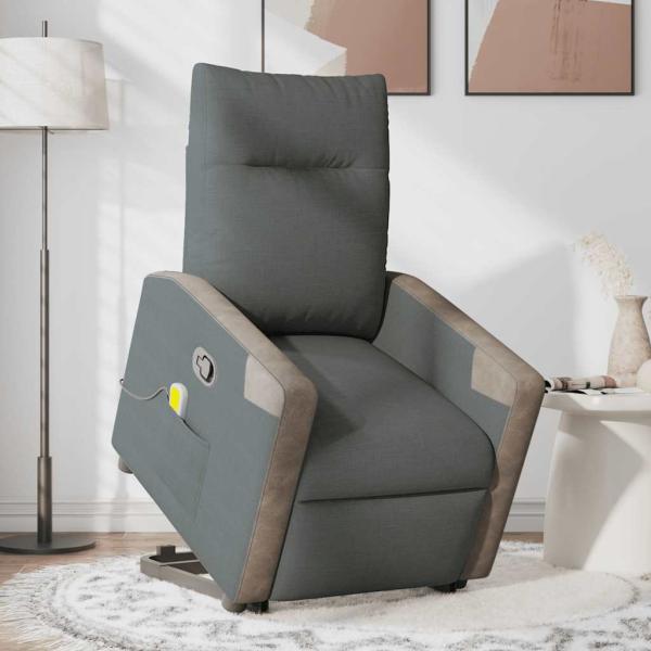 ARDEBO.de - Massagesessel mit Aufstehhilfe Dunkelgrau Stoff
