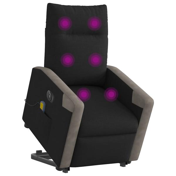 Elektrischer Massagesessel mit Aufstehhilfe Schwarz Stoff