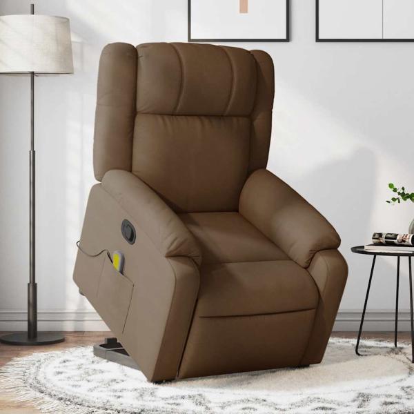 ARDEBO.de - Massagesessel mit Aufstehhilfe Braun Stoff