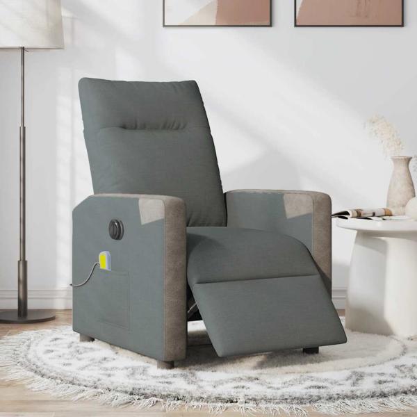 Massagesessel Elektrisch Dunkelgrau Stoff
