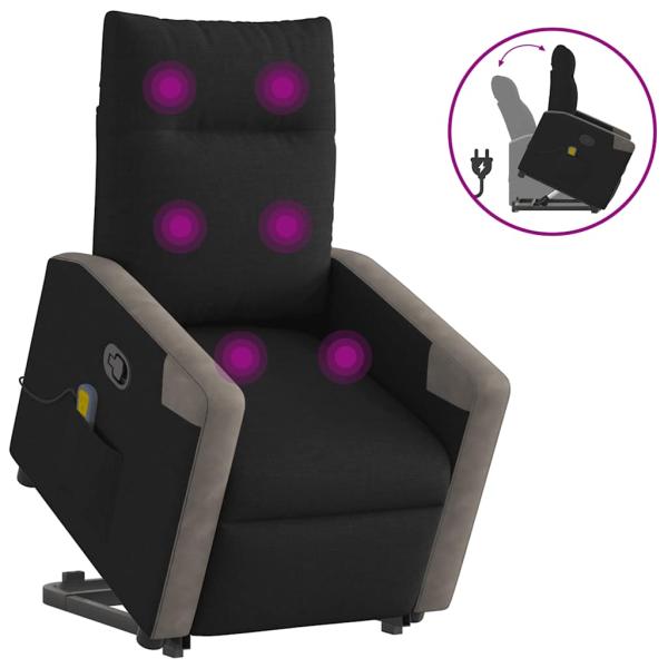 ARDEBO.de - Massagesessel mit Aufstehhilfe Schwarz Stoff