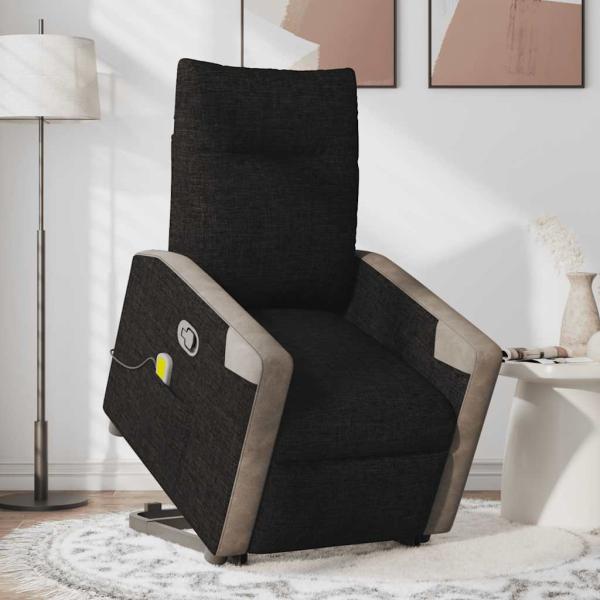 Massagesessel mit Aufstehhilfe Schwarz Stoff