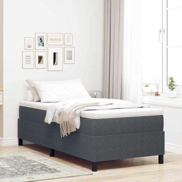 ARDEBO.de - Boxspringbett Dunkelgrau und Weiß 90 x 190 cm Cordstoff