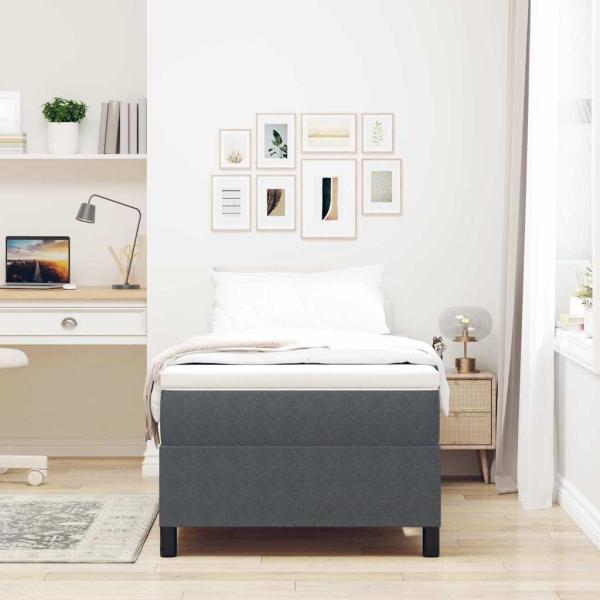 Boxspringbett Dunkelgrau und Weiß 90 x 190 cm Cordstoff