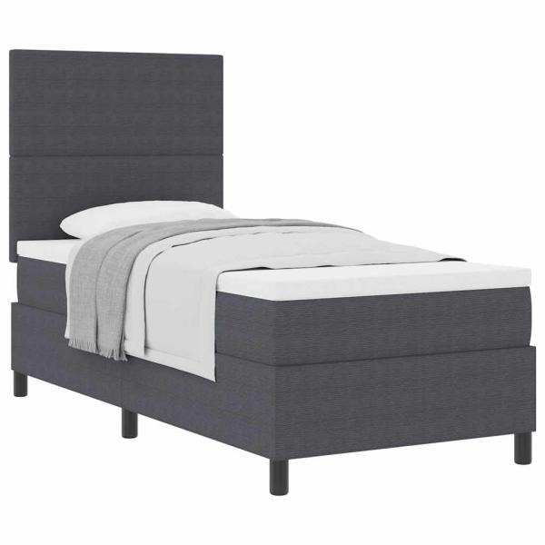 Boxspringbett Dunkelgrau und Weiß 90 x 190 cm Cordstoff
