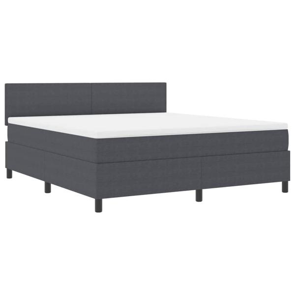 LED Boxspringbett Dunkelgrau und Weiß 180 x 200 cm Cordstoff