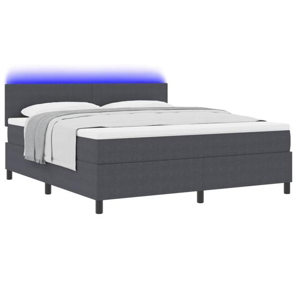 LED Boxspringbett Dunkelgrau und Weiß 180 x 200 cm Cordstoff