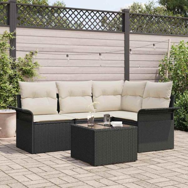 ARDEBO.de - Gartensofa-set 5 stk. Schwarz Poly-Rattan