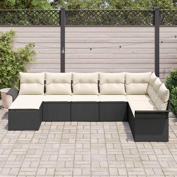 Gartensofa-set 8 stk. Schwarz Poly-Rattan