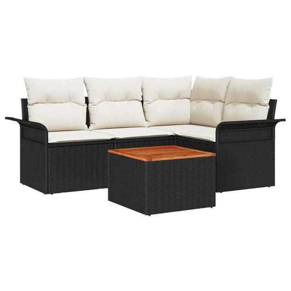 Gartensofa-set 5 stk. Schwarz Poly-Rattan