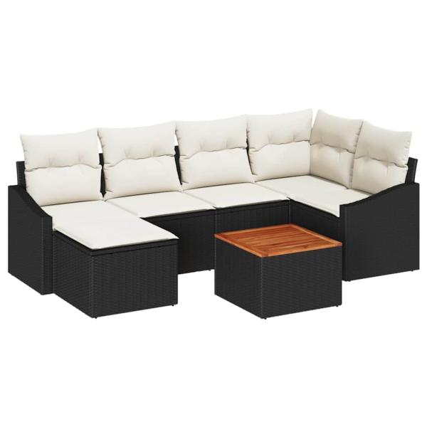 Gartensofa-set 7 stk. Schwarz Poly-Rattan