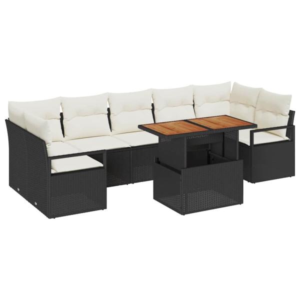 Garten-Sofa-Set 8 stk. 7-Sitzanzahl Schwarz und Creme