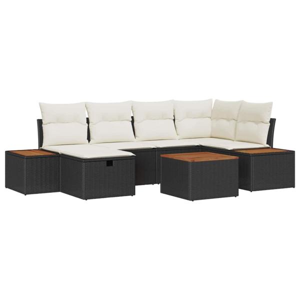 Gartensofa-set 7 stk. Schwarz Poly-Rattan