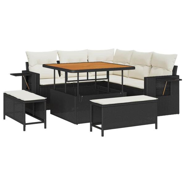 Gartensofa-set 8 stk. Schwarz Poly-Rattan