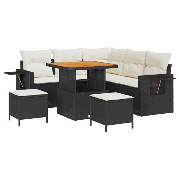 Gartensofa-set 8 stk. Schwarz Poly-Rattan