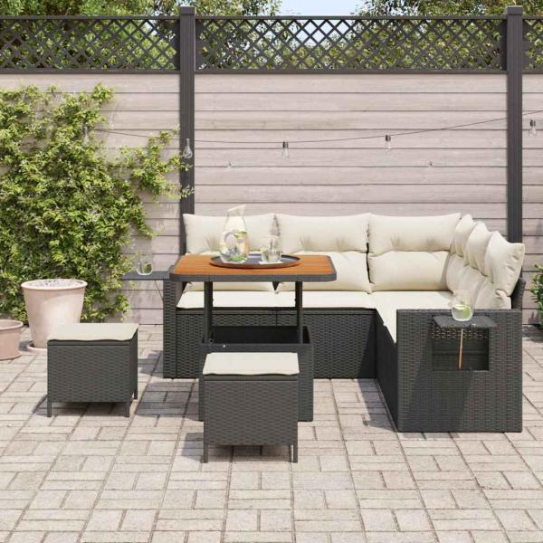 Gartensofa-set 8 stk. Schwarz Poly-Rattan