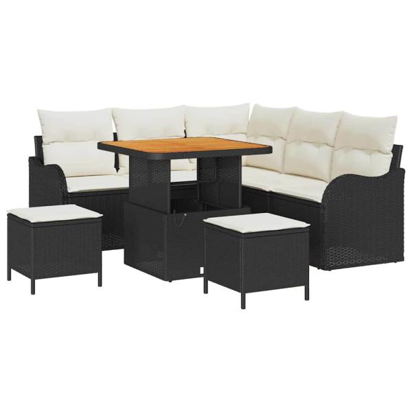 Gartensofa-set 8 stk. Schwarz Poly-Rattan