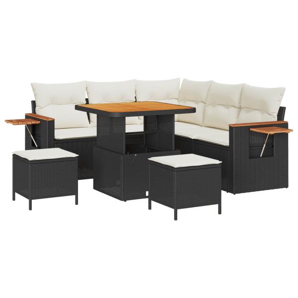 Gartensofa-set 8 stk. Schwarz Poly-Rattan