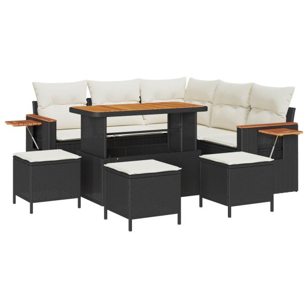 Gartensofa-set 9 stk. Schwarz Poly-Rattan