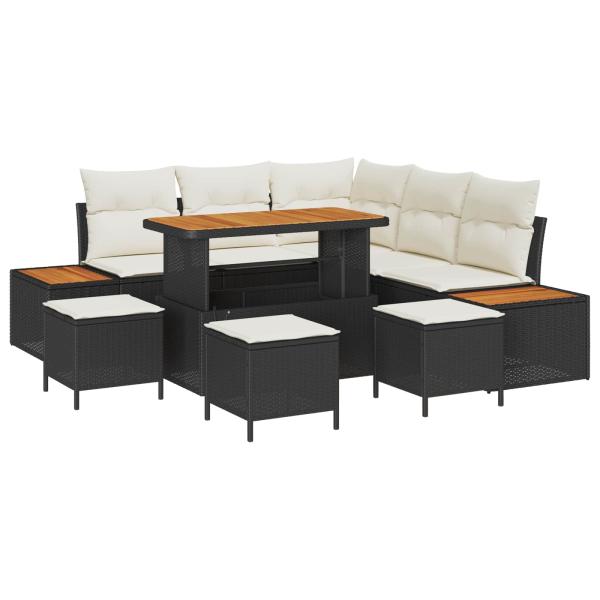 Gartensofa-set 9 stk. 8-Sitzanzahl Schwarz und Creme