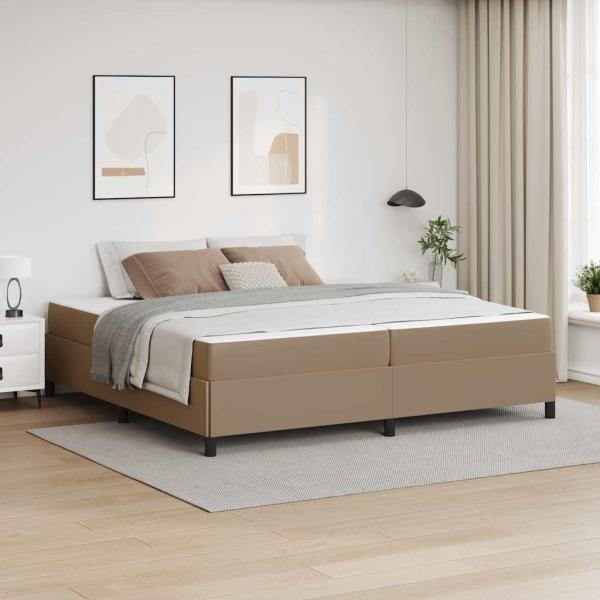 ARDEBO.de - Bettrahmen mit Matratze Cappuccino 200 x 200 cm Stoff