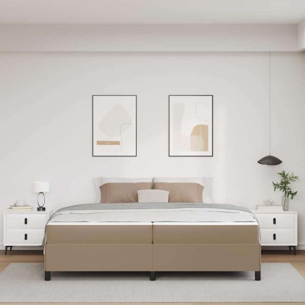 Bettrahmen mit Matratze Cappuccino 200 x 200 cm Stoff
