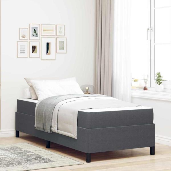ARDEBO.de - Bettrahmen mit Matratze Dunkelgrau 80 x 200 cm Stoff