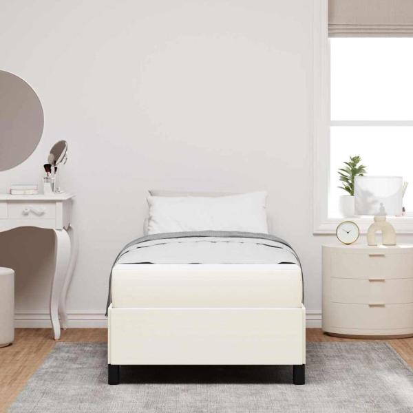 Bettrahmen mit Matratze Creme 90 x 190 cm Stoff