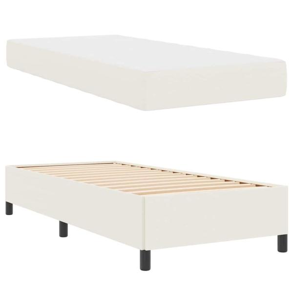 Bettrahmen mit Matratze Creme 90 x 190 cm Stoff