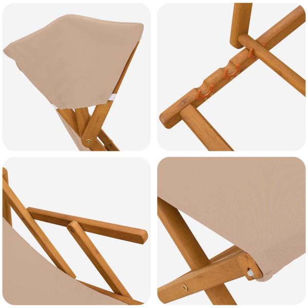 Liegestuhl 4 stk. 3 Position Massives Eukalyptus Holz Taupe