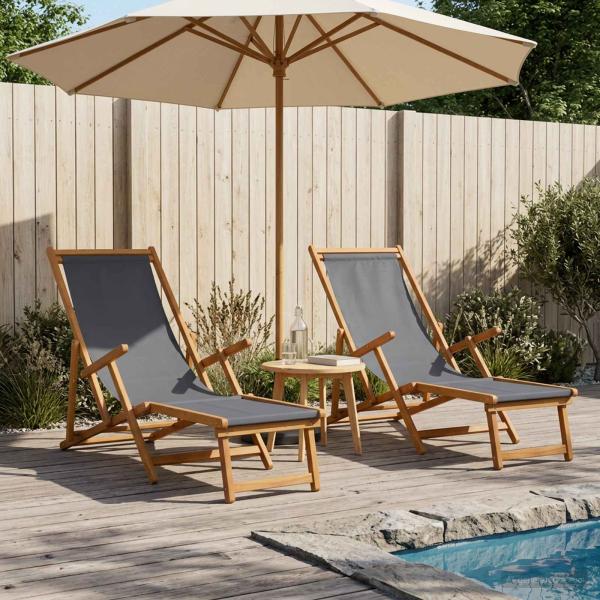 ARDEBO.de - Klappbare Sonnenliege 2 pcs 3 Position Massives Eukalyptus Holz