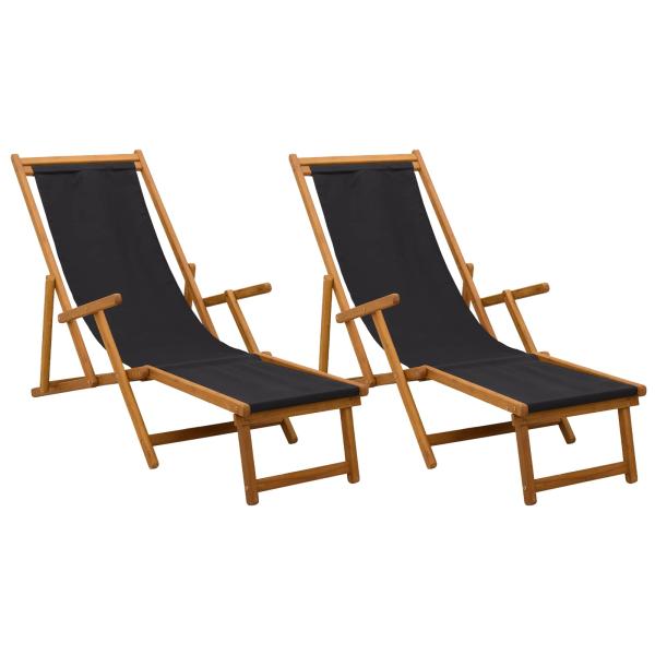 Klappbare Sonnenliege 2 pcs 3 Position Massives Eukalyptus Holz