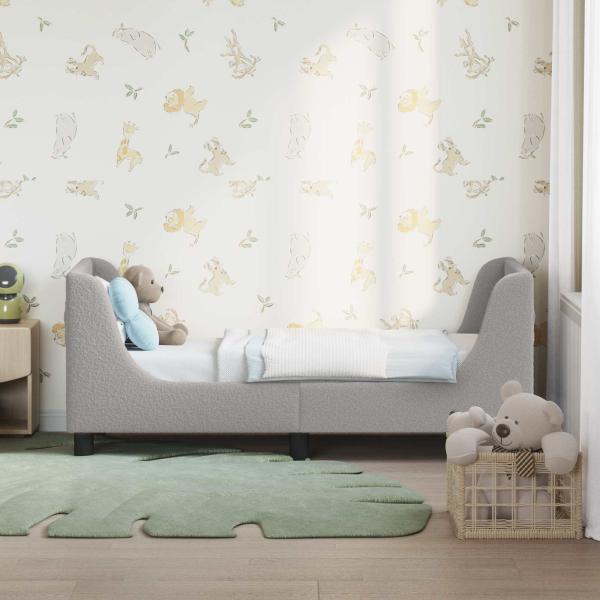 ARDEBO.de - Kinderbettgestell mit Kopfteil Hellgrau 70 x 140 cm Bouclé