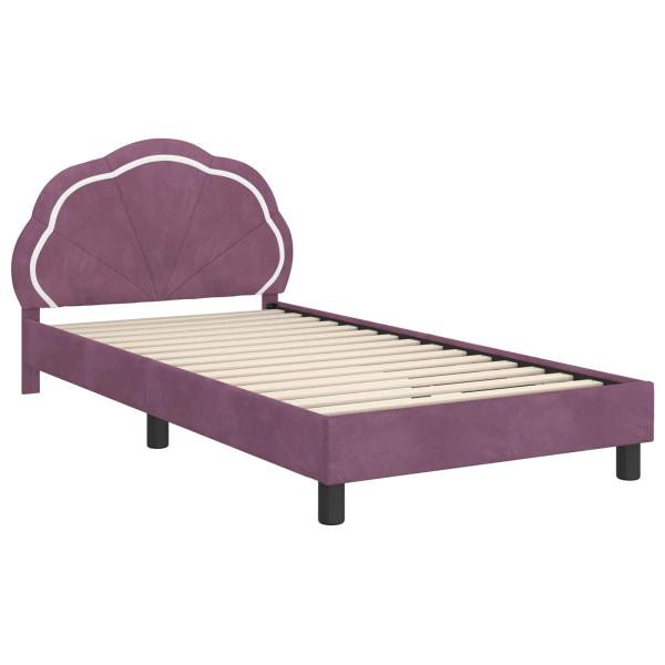 Kinderbettgestell mit Kopfteil Lila 90 x 190 cm Samt