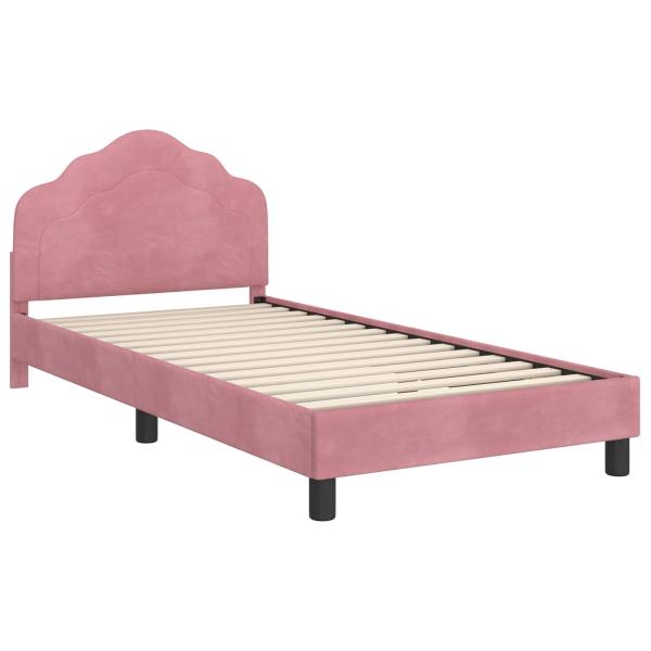 Kinderbettgestell mit Kopfteil Rosa 90 x 200 cm Samt