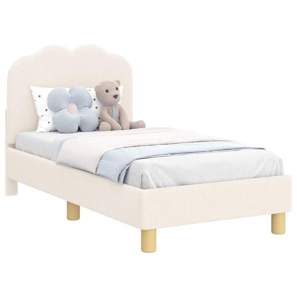 Kinderbettgestell mit Kopfteil Creme 70 x 140 cm Bouclé