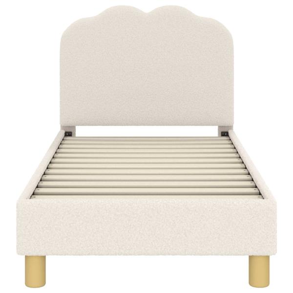 Kinderbettgestell mit Kopfteil Creme 70 x 140 cm Bouclé