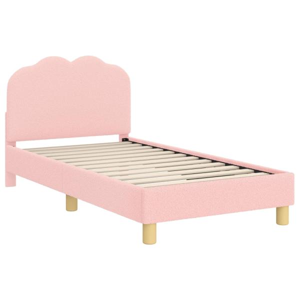 Kinderbettgestell mit Kopfteil Rosa 80 x 160 cm Bouclé