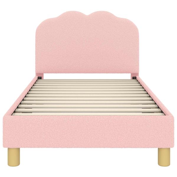 Kinderbettgestell mit Kopfteil Rosa 80 x 160 cm Bouclé