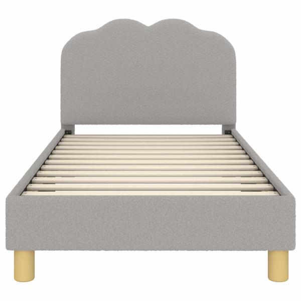 Kinderbettgestell mit Kopfteil Hellgrau 80x160 cm Bouclé