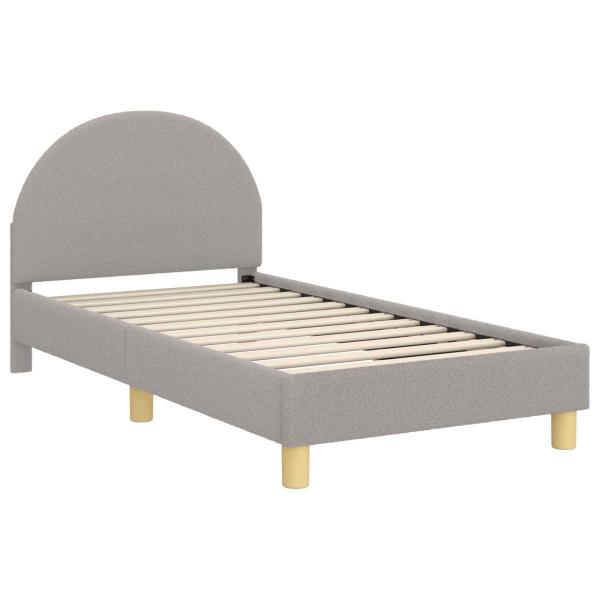 Kinderbettgestell mit Kopfteil Hellgrau 80x160 cm Bouclé