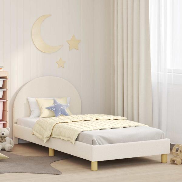 ARDEBO.de - Kinderbettgestell mit Kopfteil Creme 80 x 200 cm Bouclé